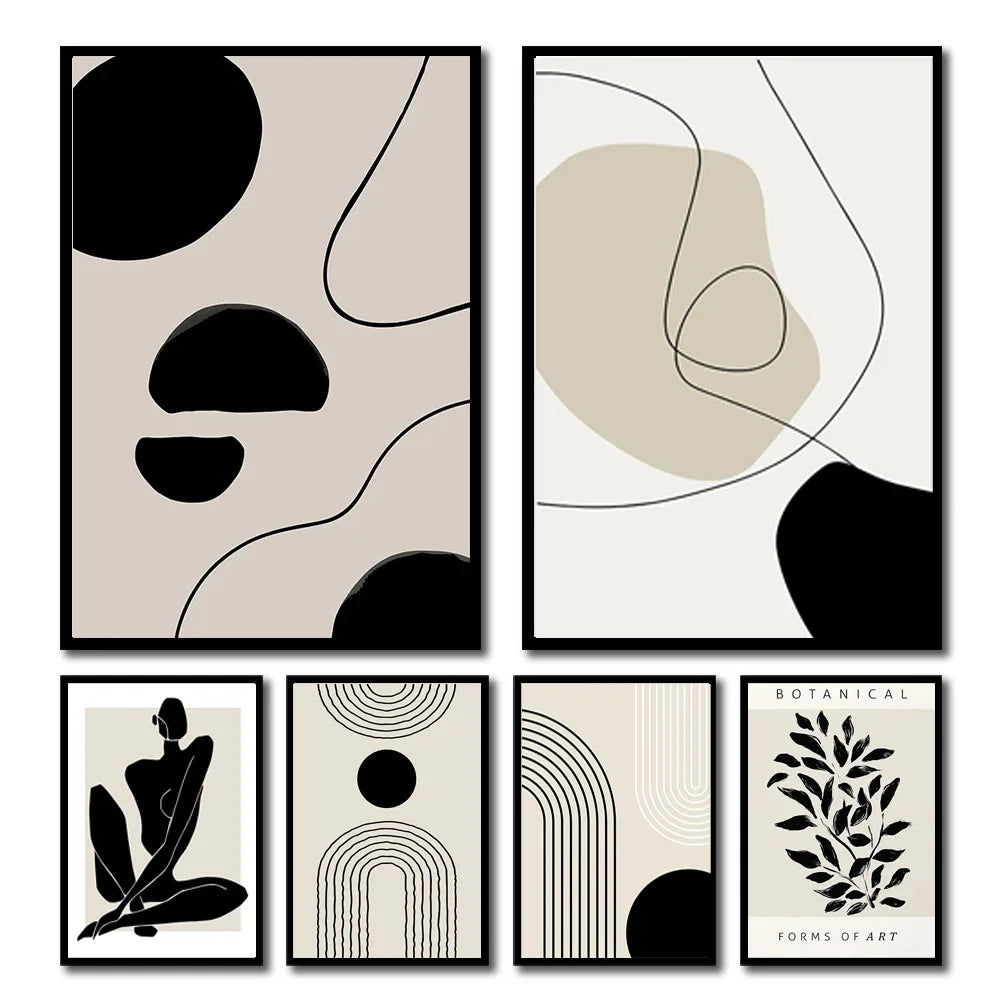 Geometric Leaf Rainbow Abstract Boho Canvas Prints Bohemia Line Poster Nordic Room Wall Aesthetics Art Painting For Home Decor Quick Pick Grocers